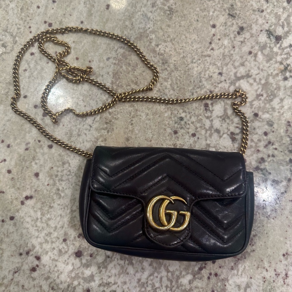 Black Gucci Marmont super mini bag